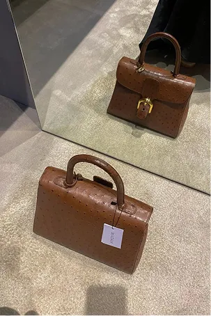 Delvaux Brillant MM Cognac Struisvogel